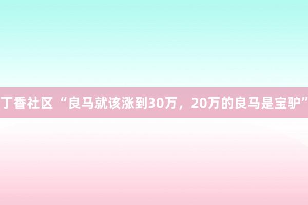 丁香社区 “良马就该涨到30万，20万的良马是宝驴”