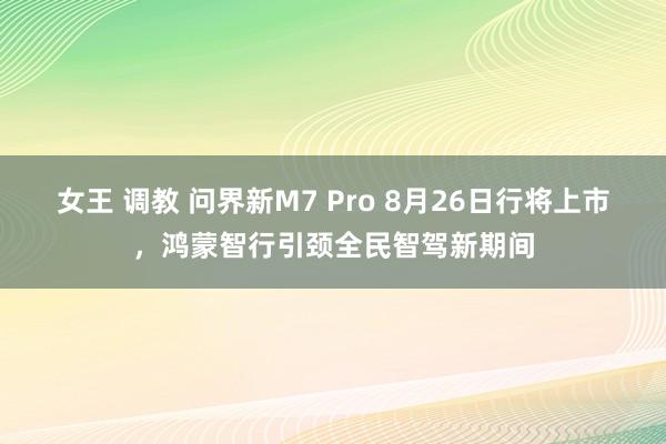 女王 调教 问界新M7 Pro 8月26日行将上市，鸿蒙智行引颈全民智驾新期间