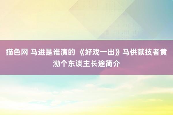 猫色网 马进是谁演的 《好戏一出》马供献技者黄渤个东谈主长途简介