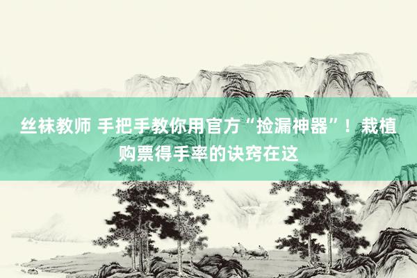 丝袜教师 手把手教你用官方“捡漏神器”！栽植购票得手率的诀窍在这