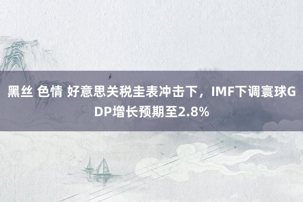 黑丝 色情 好意思关税圭表冲击下，IMF下调寰球GDP增长预期至2.8%