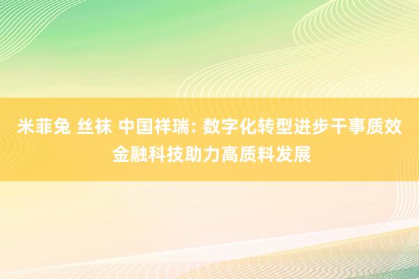 米菲兔 丝袜 中国祥瑞: 数字化转型进步干事质效 金融科技助力高质料发展